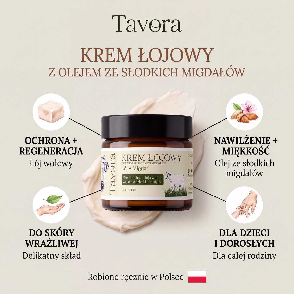 Krem Łojowy z olejem ze słodkich migdałów